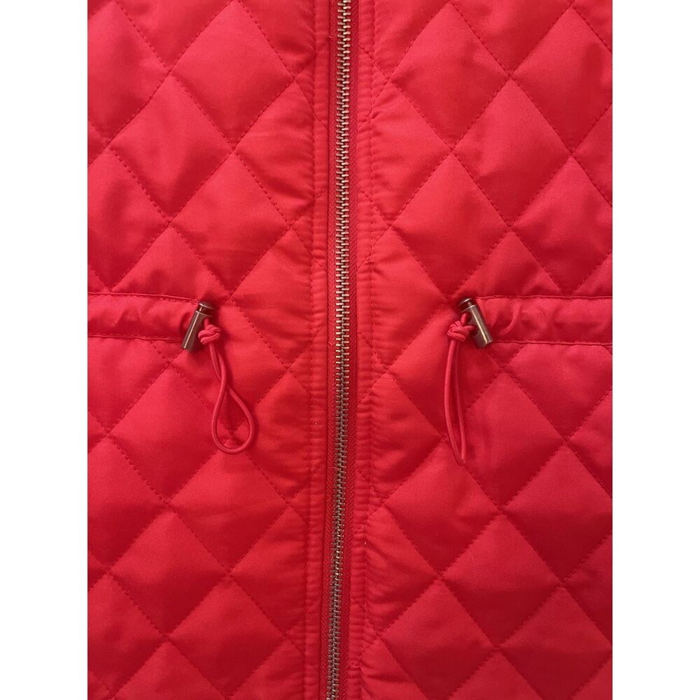 Red Quilted Knit Jacket M Zip Front Lightweight Fall Minimalist Classic NWT - Picture 7 of 15